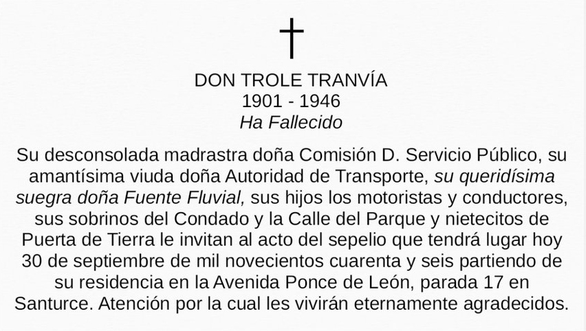 Esquela don Trole Tranvía